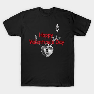 Happy Valentines Day with Padlock & Flowers ,Cute Gift on Valentines Day T-Shirt